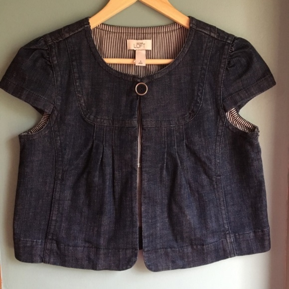 CLOSING SALE LOFT Denim Button Closure Bolero - Picture 2 of 8